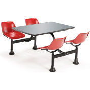 OFM Model 1004 Cluster Seating Table with 24" Stainless Steel Top and Red Seats