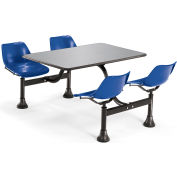 OFM Model 1004 Cluster Seating Table with 24" Stainless Steel Top and Navy Seats