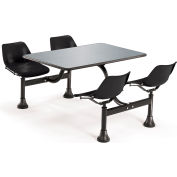 OFM Model 1005 Cluster Seating Table with 30" Stainless Steel Top and Black Seats
