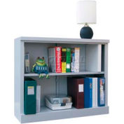 Steel Bookcase 2 Shelves 34-1/2"W x 13"D x 30"H Easy Assembly Dove Gray
