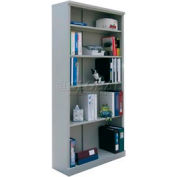 Steel Bookcase 5 Shelves 34-1/2"W x 13"D x 72"H Easy Assembly Dove Gray