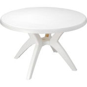 Grosfillex® Ibiza Best Value 46" Outdoor Round Resin Table with Umbrella Hole - White