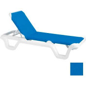 Grosfillex® Marina Adjustable Sling Chaise - Blue/White - Pkg Qty 2