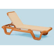 Grosfillex® Marina Adjustable Sling Chaise - Khaki/Teak - Pkg Qty 2
