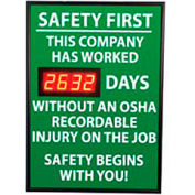 Digital Safety Scoreboard Sign - Safety First, This Company, OSHA