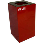 Steel Recycling Container with Waste Disposal Opening - 28 Gallon Capacity Red - 28GC03-SC