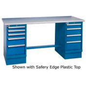 Global Industrial&#153; 72 x 30 Safety Maple Pedestal Workbench with 8 Drawers