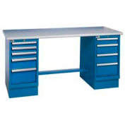 Global Industrial™ 72 x 30 ESD Square Edge Pedestal Workbench with 8 Drawers