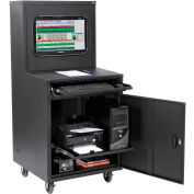 Global Industrial™ Deluxe LCD Industrial Computer Cabinet, Black, Assembled