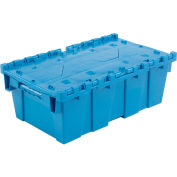 Global Industrial Plastic Attached Lid Shipping and Storage Container 19-5/8x11-7/8x7 Blue