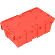 Global Industrial Plastic Attached Lid Shipping and Storage Container 19-5/8x11-7/8x7 Red