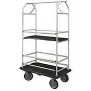 Glaro Bellman Condo Cart 48x25 Satin Aluminim Black Carpet, 4 Rubber Wheels
