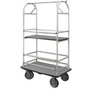 Glaro Bellman Condo Cart 48x25 Satin Aluminim Gray Carpet, 4 Rubber Wheels