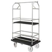 Glaro Bellman Condo Cart 48x25 Satin Aluminim Black Carpet, 4 Pneumatic Wheels