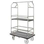 Glaro Bellman Condo Cart 48x25 Satin Aluminim Gray Carpet, 4 Pneumatic Wheels