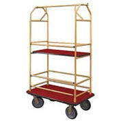 Glaro Bellman Condo Cart 48x25 Satin Brass Burgundy Carpet, 4 Rubber Wheels