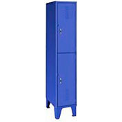 Global Industrial Double Tier 2 Door Welded Steel Locker 18"W x 18"D x 72"H Blue