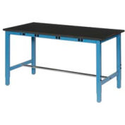 Global Industrial 72 x 30 Lab Workbench Adj. Height - Power Apron - Phenolic Safety Edge Blue