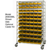 Global Industrial™ Chrome Wire Shelving with 110 4"H Plastic Shelf Bins Yellow, 48x14x74