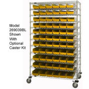 Global Industrial Chrome Wire Shelving with 110 4"H Plastic Shelf Bins Yellow, 48x14x74