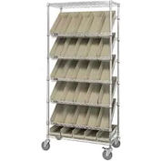 Global Industrial Easy Access Slant Shelf Chrome Wire Cart 48 4"H Shelf Bins Ivory 36Lx18Wx74H
