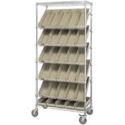 Global Industrial Easy Access Slant Shelf Chrome Wire Cart 24 4"H Shelf Bins Ivory 36Lx18Wx74H