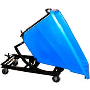 Bayhead Blue Plastic Self-Dumping Forklift Hopper 5/8 Cu Yd with Caster Base