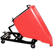 Bayhead Red Plastic Self-Dumping Forklift Hopper 5/8 Cu Yd with Caster Base