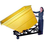 Bayhead Yellow Plastic Self-Dumping Forklift Hopper 1.7 Cu Yd with Caster Base