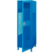 Global Industrial Welded Security Gear Locker W/Door & Legs, 24"Wx18"Dx72"H, Blue