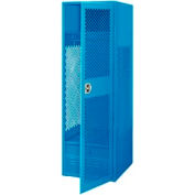 Global Industrial Welded Security Gear Locker W/Door & Foot Locker, 24"Wx18"Dx72"H, Blue