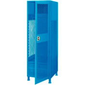 Global Industrial™ Welded Security Gear Locker W/Door, Foot Locker & Legs, 24"Wx18"Dx72"H, Blue
