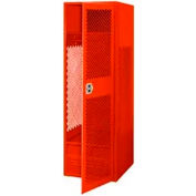 Global Industrial 3-Wide Welded Security Gear Locker W/Door & Foot Locker, 24"Wx18"Dx72"H, Red