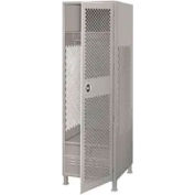 Global Industrial 3-Wide Welded Gear Locker W/Door, Foot Locker & Legs, 24"Wx18"Dx72"H, Gray