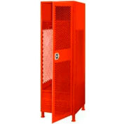 Pucel All Welded 3 Wide Gear Locker With Door Foot Locker And Legs 24x18x72 Red