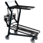VersaCart® Retractable Flat Top Shelf Shopping Cart Dark Gray 101-580-DGY