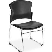 OFM Multi-Use Stack Chair with Anti-Microbial/Anti-Bacterial Vinyl Seat and Back, Charcoal - Pkg Qty 4