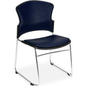 OFM Multi-Use Stack Chair with Anti-Microbial/Anti-Bacterial Vinyl Seat and Back, Navy - Pkg Qty 4