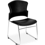 OFM Multi-Use Stack Chair with Anti-Microbial/Anti-Bacterial Vinyl Seat and Back, Black - Pkg Qty 4