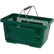 VersaCart ® Green Plastic Shopping Basket 28 Liter With Black Plastic Grips Wire Handle - Pkg Qty 12