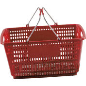 VersaCart ® Red Plastic Shopping Basket 30 Liter With Black Plastic Grips Wire Handle - Pkg Qty 20