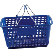 VersaCart ® Blue Plastic Shopping Basket 30 Liter With Black Plastic Grips Wire Handle - Pkg Qty 20