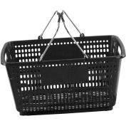 VersaCart ® Black Plastic Shopping Basket 30 Liter With Black Plastic Grips Wire Handle - Pkg Qty 20