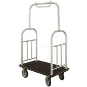 Glaro Ball Top Bellman Cart 40x25 Satin Aluminum Black Carpet, 4 Rubber Wheels