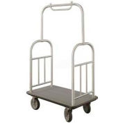 Glaro Ball Top Bellman Cart 40x25 Satin Aluminum Gray Carpet, 4 Rubber Wheels