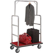 Silver Stainless Steel Bellman Cart Straight Uprights 6" Rubber Casters