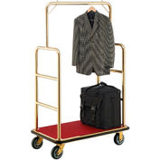 Best Value Gold Stainless Steel Bellman Cart Straight Uprights 6" Rubber Casters
