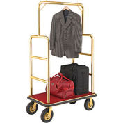 Gold Stainless Steel Bellman Cart Straight Uprights 8" Pneumatic Casters