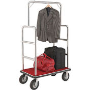 Silver Stainless Steel Bellman Cart Straight Uprights 8" Pneumatic Casters