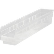 Plastic Nesting Storage Shelf Bin QSB105CL 4-1/8"W x 23-5/8"D x 4"H Clear - Pkg Qty 16
